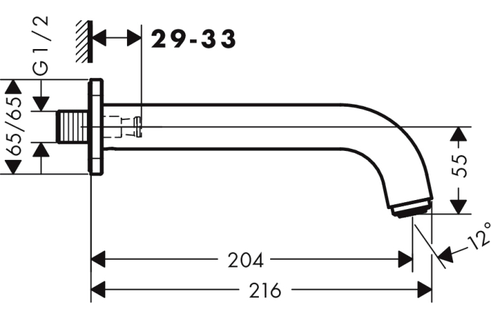 Излив на ванну HANSGROHE  Vernis Shape 71460000 хром. Фото
