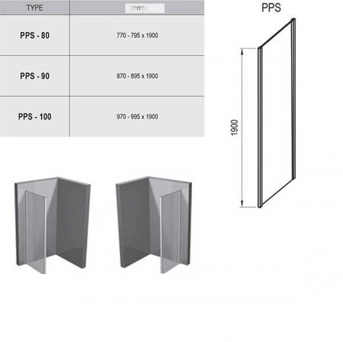 Душевая стенка RAVAK Pivot PPS-90 (блестящий+транспарент) 90G70C00Z1