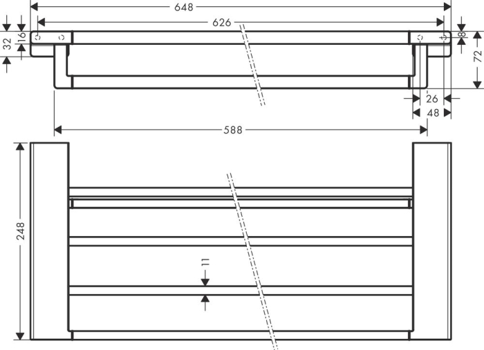 Полка для полотенец AddStoris Hansgrohe 41751670, матовый черный для ванной комнаты. Фото