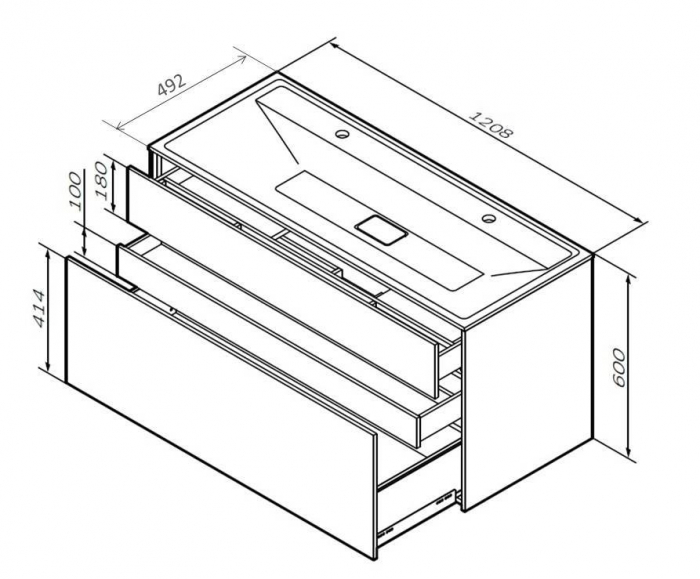 База под раковину подвесная 120 см, 3 ящика, элегантный серый AM.PM Inspire 2.0 M50AFHX1203EGM. Фото