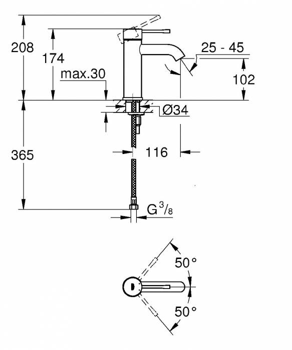 GROHE 23590DL1 Essence New Смеситель для раковины S-Size II, гладкий корпус. Фото