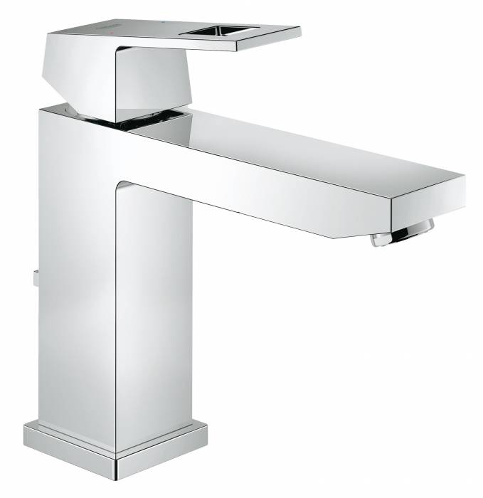 GROHE 23445000 Eurocube Смеситель однорычажный для раковины со средним изливом, сливной гарнитур. Фото