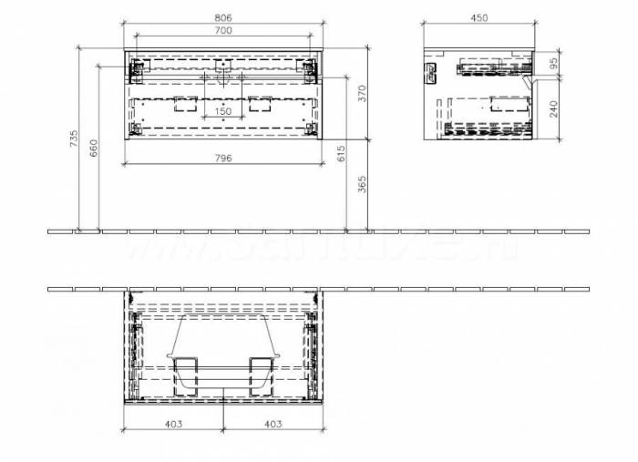 Тумба под раковину Villeroy&Boch MEMENTO C780 M0FC. Фото