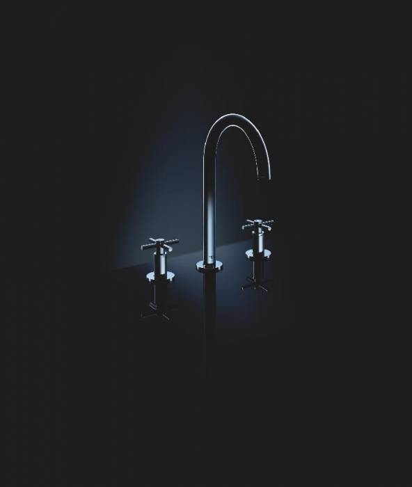 GROHE 20008003 Atrio New Смеситель двухвентильный для раковины на 3 отверстия, монтаж на бортик, крестобразная ручка, размер M. Фото