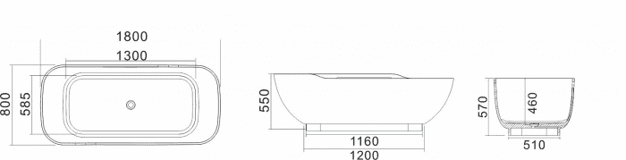 Ванна NS BATH NSB-1880G (глянцевая). Фото