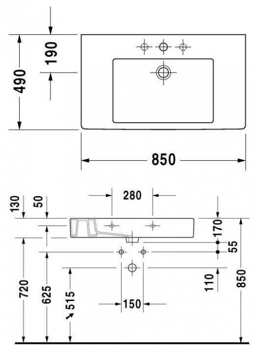 Раковина для мебели DURAVIT VERO 85х49 0329850000. Фото