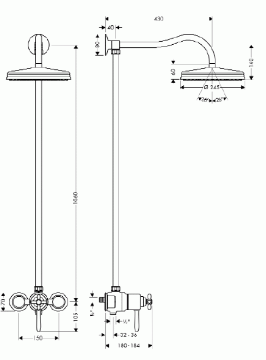 Душевая система AXOR Carlton Showerpipe 17670000. Фото