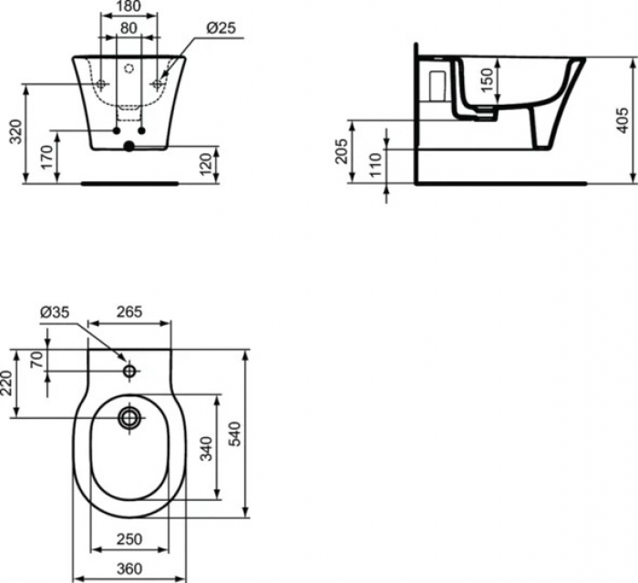 Биде подвесное IDEAL STANDARD Connect Air E026601. Фото