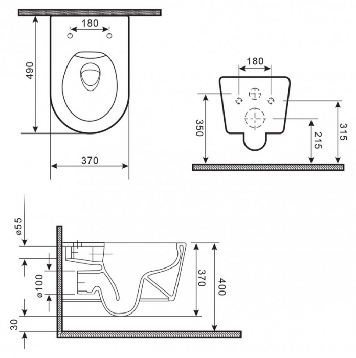 Чаша унитаза безободкового подвесного BELBAGNO Colorato Grigio BB062CHR-GR. Фото