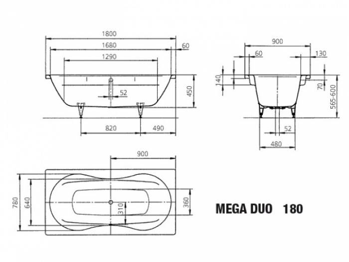 Ванна стальная KALDEWEI Mega Duo 180х90 223400010001. Фото