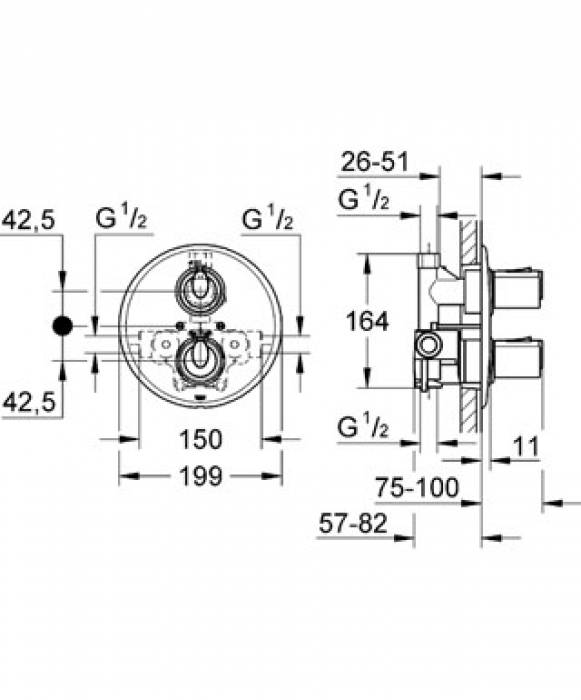 Термостат для душа GROHE Grohtherm 1000 34161000. Фото