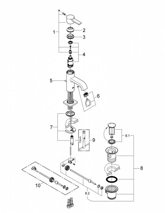 Смеситель для раковины GROHE Allure 32757000. Фото