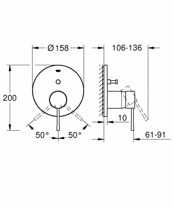 Смеситель для ванныGROHE 24058EN1 Essence, никель, матовый. Фото