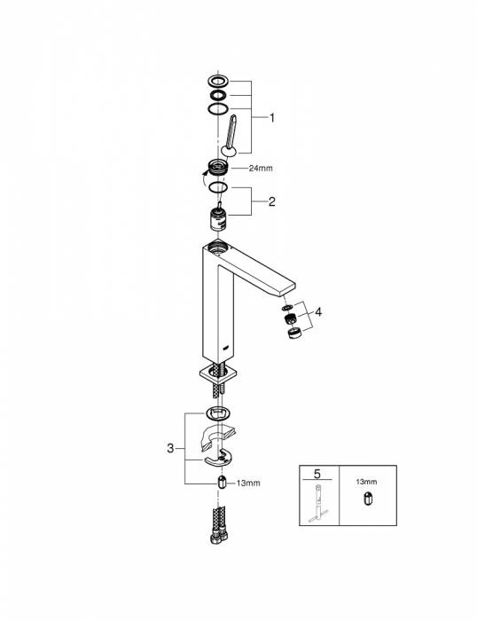 GROHE 23661000 Eurocube Joy Смеситель для раковины свободностоящий, размер XL. Фото