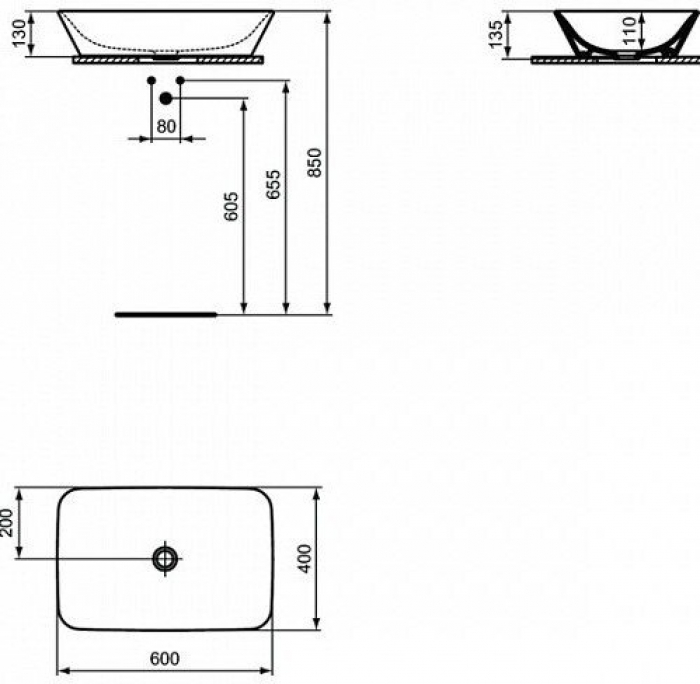 Раковина-чаша IDEAL STANDARD Connect Air 60х40 E034801. Фото