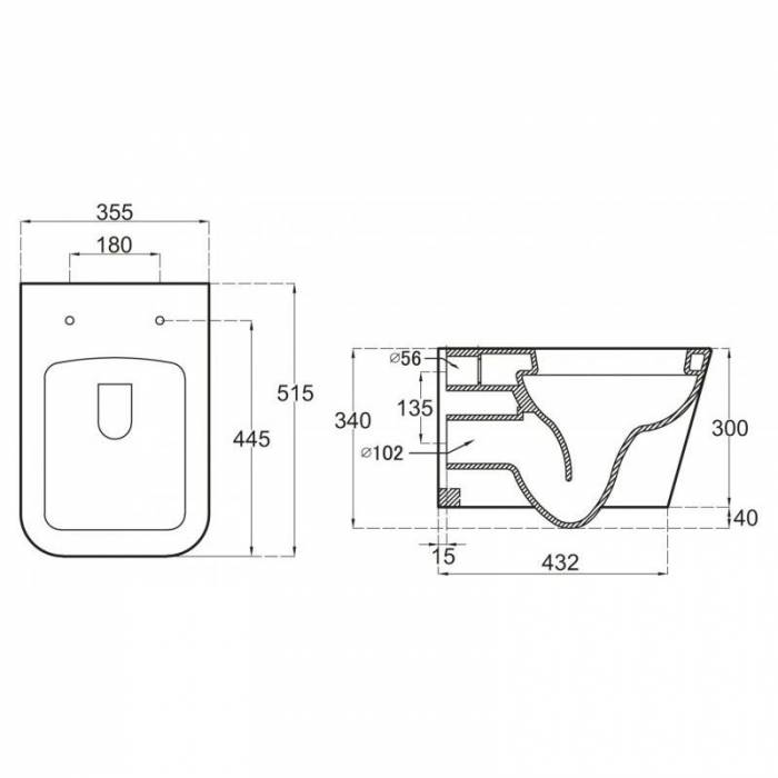 Чаша унитаза безободкового BELBANGO Batista BB503CHR. Фото