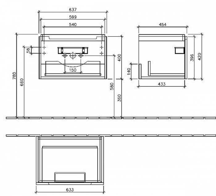 Тумба под раковину Villeroy&Boch SUBWAY 2.0 A688 00DH. Фото