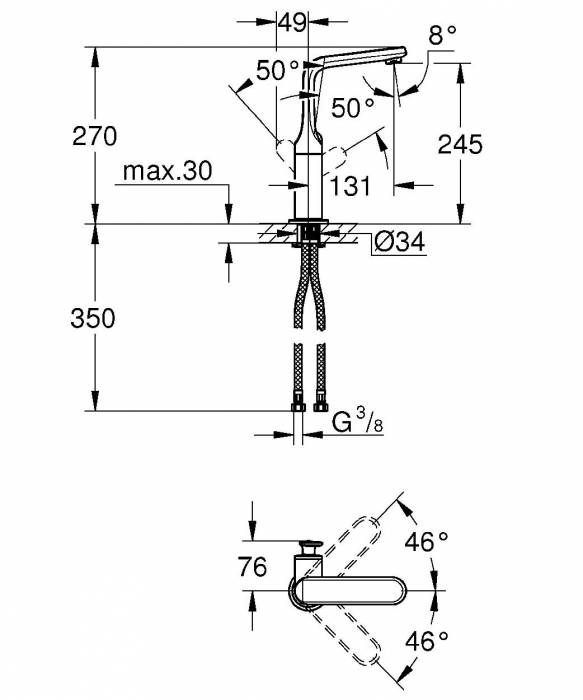 Смеситель для раковины GROHE Veris 32187000. Фото