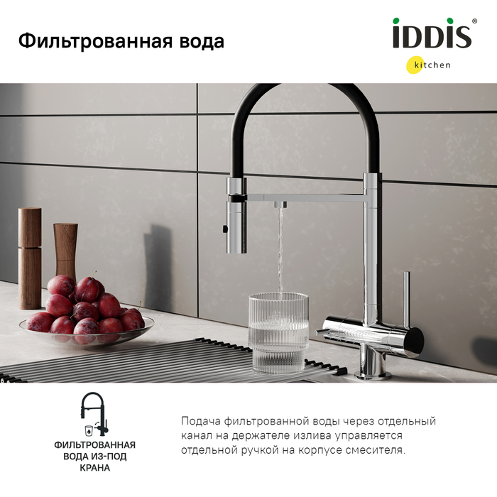 Смеситель для кухни с фильтром и гибким изливом хром Ace IDDIS ACESBFFi05. Фото