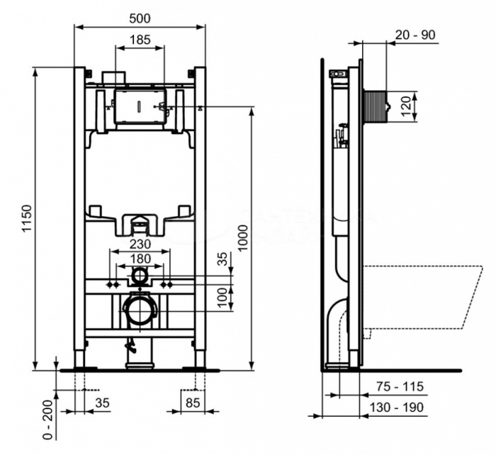 Инсталляция IDEAL STANDARD R046367 PROSYS Eco Frame 2.0. Фото