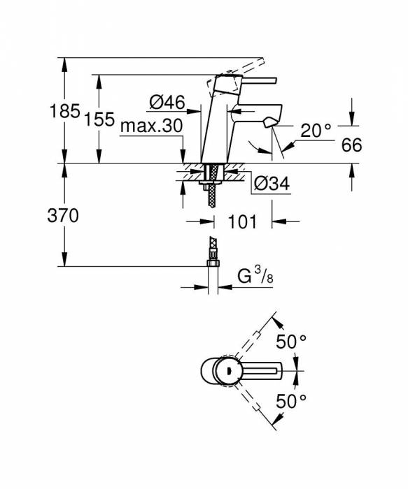 Смеситель для раковины GROHE Concetto 3224010E. Фото