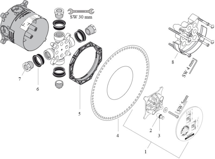 Скрытая часть смесителя Hansgrohe iBox Universal 01800180. Фото