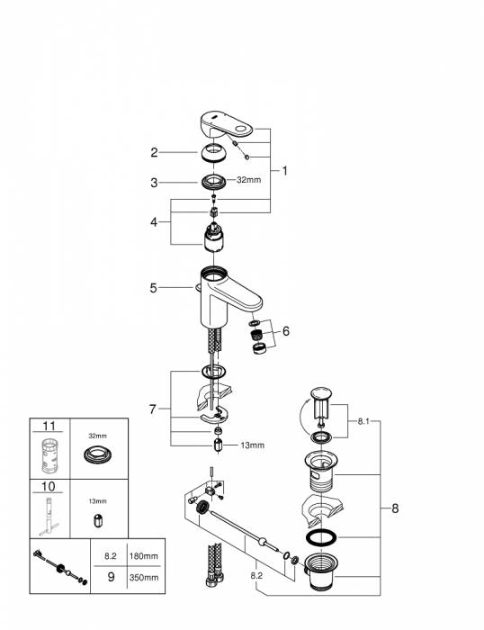 Смеситель для раковины Grohe Europlus 3261200E. Фото