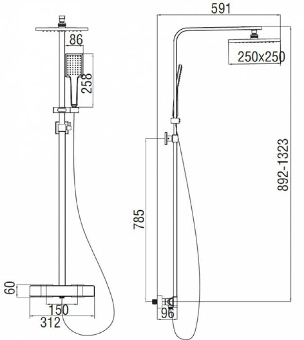 Душевая система с термостатом SMARTSANT Смарт Велнес SM1608AA. Фото