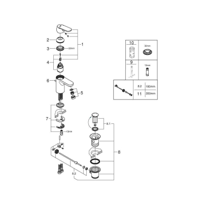 Смеситель для раковины Grohe Eurosmart Cosmopolitan 3282500E. Фото