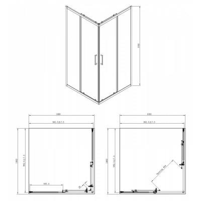 Душевое ограждение AZARIO Seattle 100х100 AZ-131S Chrome. Фото