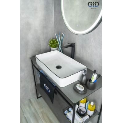 Раковина накладная GID Nc9399 60х35 52225 Белый / Черный. Фото