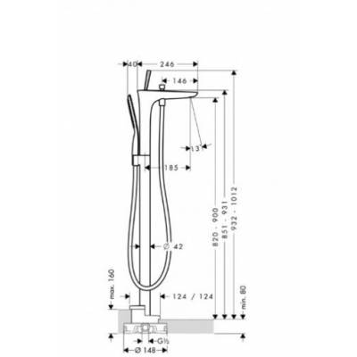 Смеситель для ванны напольный HANSGROHE PuraVida 15473400. Фото