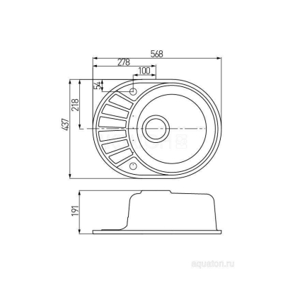 Мойка для кухни Акватон Чезана круглая с крылом серая 1A711232CS230. Фото