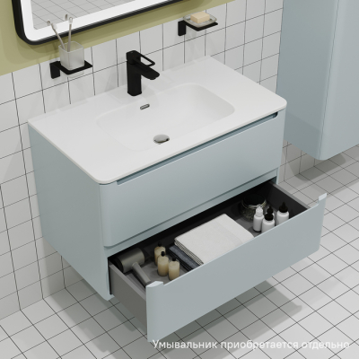 Тумба подвесная 80 см голубой Edifice IDDIS EDI80B0i95  подходит умыв. 0108000i28. Фото