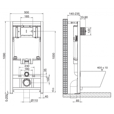 Унитаз подвесной BelBagno ARDENTE-C BB3202CHR-MB+BB3202SC-MB + Система инсталляции для унитазов BelBagno BB002-80 с кнопкой смыва BB007-PR-NERO.M. Фото