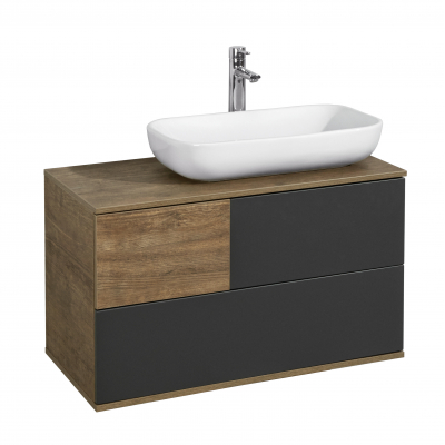 Тумба под раковину подвесная AQUATON Терра 85 Дуб Кантри/Антрацит 1A247201TEKA0. Фото