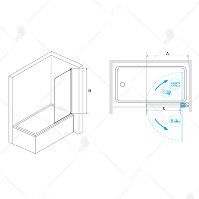 Шторка на ванну RGW SCREENS SC-01 03110109-11 90 см. Фото