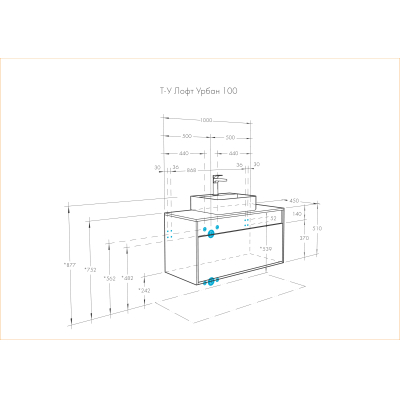 Тумба под раковину подвесная AQUATON Лофт Урбан 100 Дуб Орегон/Серый Графит 1A247701LQX60. Фото