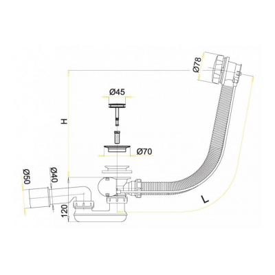 Слив-перелив ALCAPLAST A55K-100-RU-01 (100 см). Фото