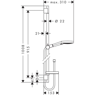 Душевой гарнитур Hansgrohe Raindance Select S 3jet 90см 27667000. Фото