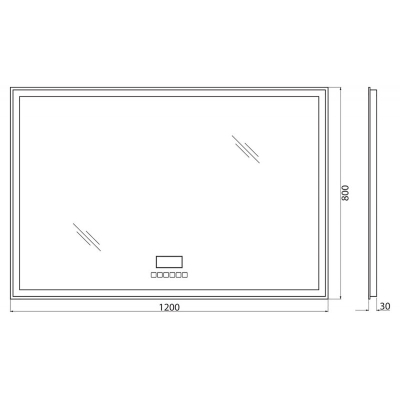 Зеркало с встроенным светильником, сенсорным выключателем, bluetooth, цифровым термометром, радио BELBAGNO SPC-GRT-1200-800-LED-TCH-RAD. Фото