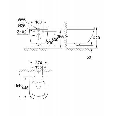 Унитаз подвесной GROHE Euro Ceramic 39328000. Фото