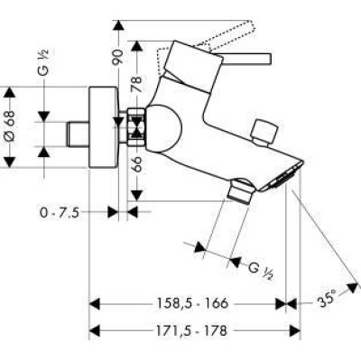 Смеситель для ванны HANSGROHE Tails S2 32440000. Фото