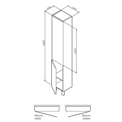Шкаф-пенал напольный 35 см, правый, белый глянец AM.PM Like M80CSR0356WG. Фото