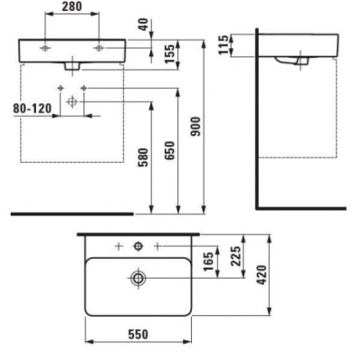 Раковина накладная LAUFEN Val 55х42 8.1028.2.000.104.1. Фото