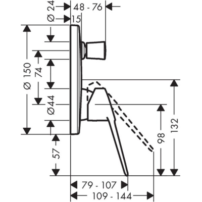 Смеситель для ванны с душем Hansgrohe Novus Loop 71345000 (внешняя часть). Фото