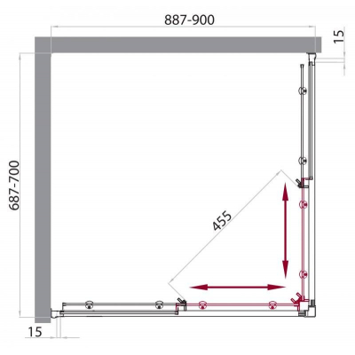 Душевой угол BELBAGNO Uno UNO-AH-2-90/70-P-Cr. Фото