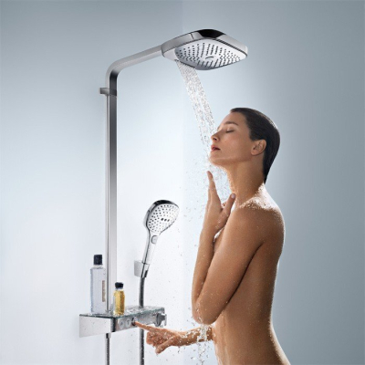 Душевая система Hansgrohe Raindance Select E Showerpipe 300 2jet EcoSmart 9 л/мин., ShowerTablet Select 300 27283000, хром. Фото