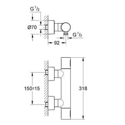 Термостат для душа GROHE Grohtherm Cosmopolitan 3000 34274000. Фото