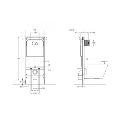 Инсталляция для подвесного унитаза BelBagno BB097SET.R.CR клавиша хром глянцевый. Фото